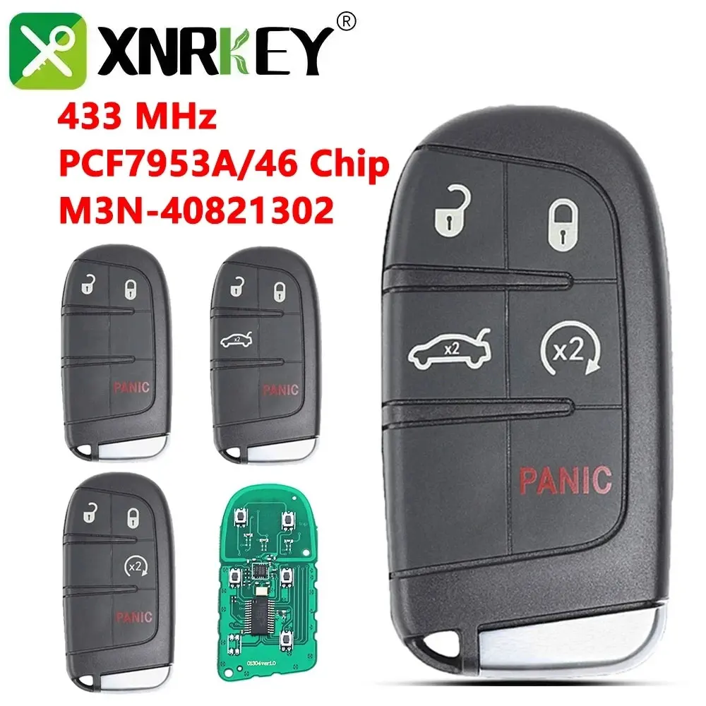 

XNRKEY Smart Remote Car Key 433MHz 46 Chip For 2011-2017 Chrysler Dodge Challenger Durango 300 Charger Journey M3N-40821302