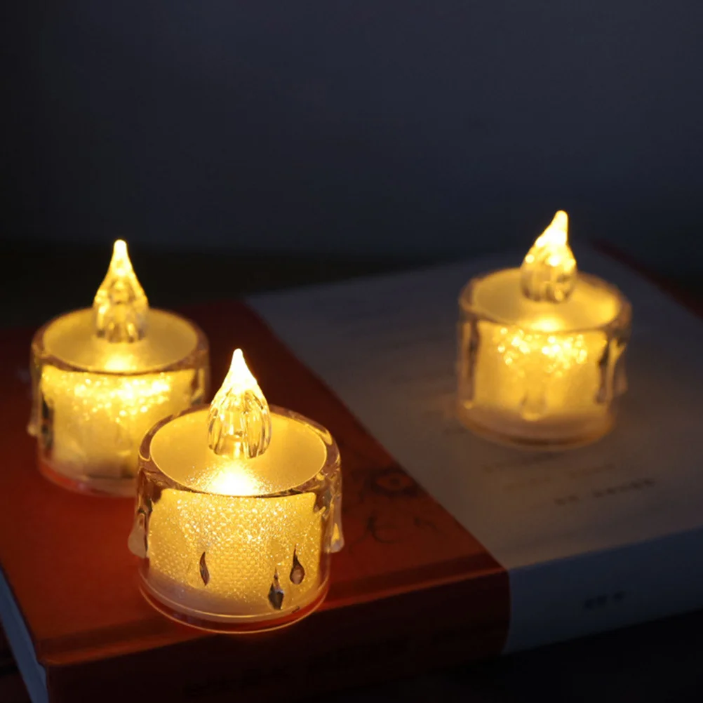 

12Pcs Flickering LED Tea Lights Realistic Flame Effect Flameless Candles for Dining Room Living Room Nightstand Use