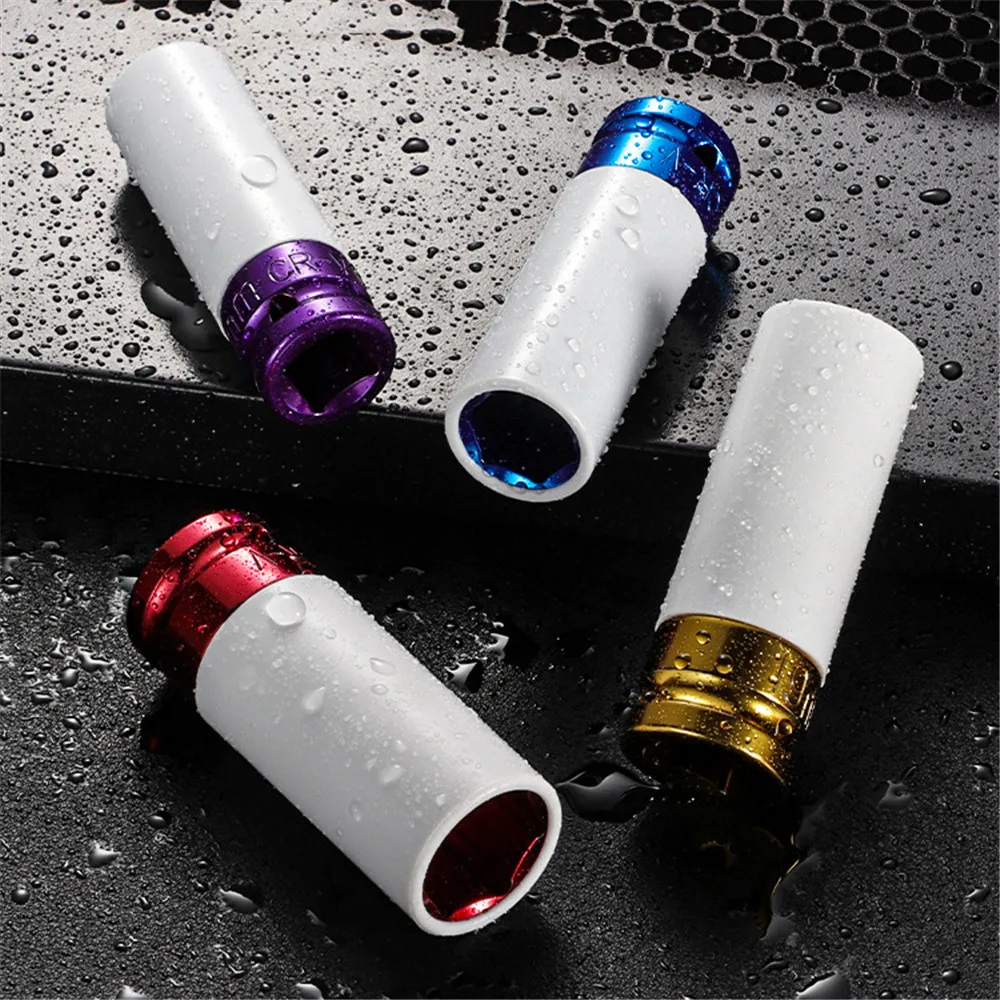 

Heavy Duty 1/2 Drive Socket Set 15 17 19 21 22mm Impact for Wheel Lug Nut Protector Professional Tool Gift for Men