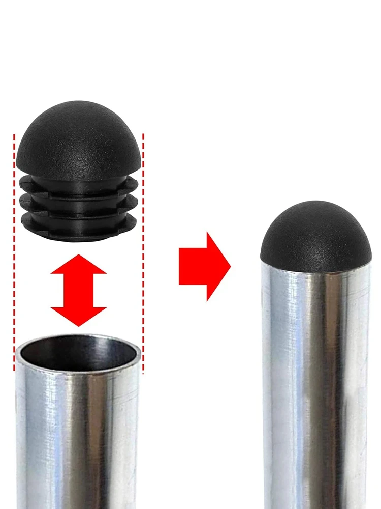 12mm-60mm With Threaded Chair Leg Cap Black Domed Round Plastic Non-slip Blanking End Caps Furniture Feet Tube Pipe Inserts Plug