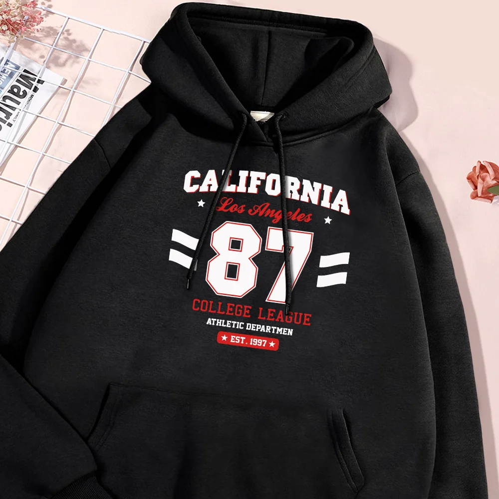 

California Los Angles Letter Hoodie Men Autumn New Fleece Hoodies Oversize Loose Sweatshirt Flexible Oversized Hoody Street Tops