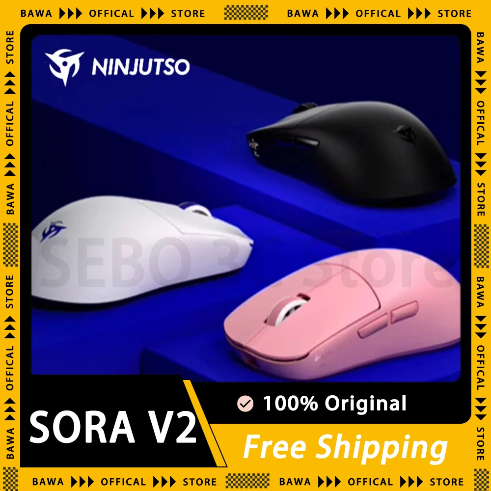 

Ninjutso Sora V2 Mouse Dual Mode Wireless Mouse PAW3395 Sensor 8K Low Delay Lightweight Gaming Mice For FPS Gamer PC Accessories