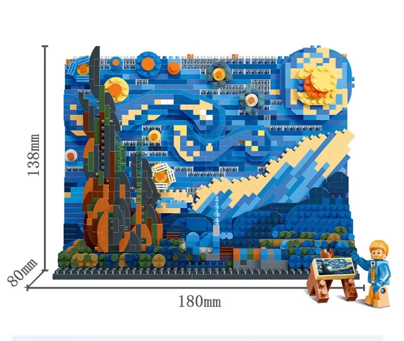 Arte creativa Dipinti di Van Gogh La notte stellata MOC La grande ondata di Kanagawa Micro blocchi di costruzione Giocattoli educativi Regali per bambini