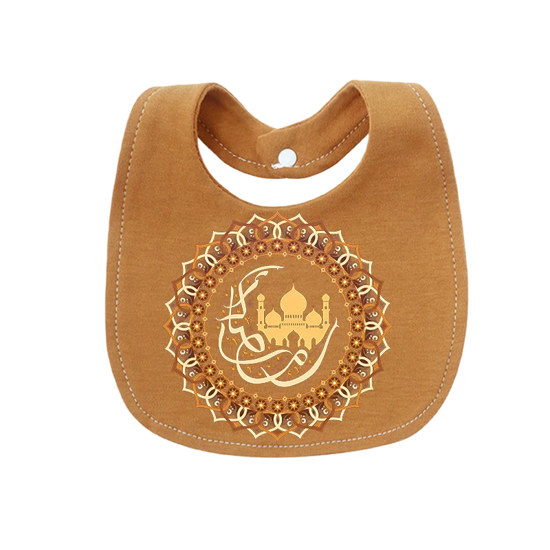 Islamic Print Newborn Weaning Bib Double Layer Adjustable Snap Button Cute Cartoon Newborn Essentials Baby Products