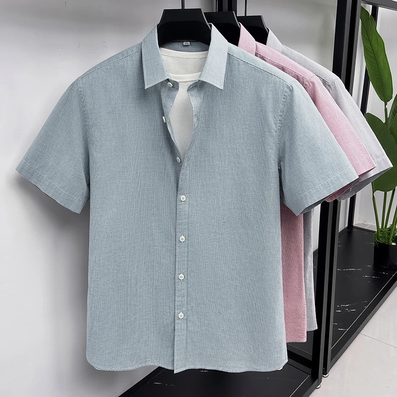 

Summer New Style Men's Solid Color Fashionable Breathable Skin-Friendly Comfortable Short-Sleeved Shirt/Mmsj-2663