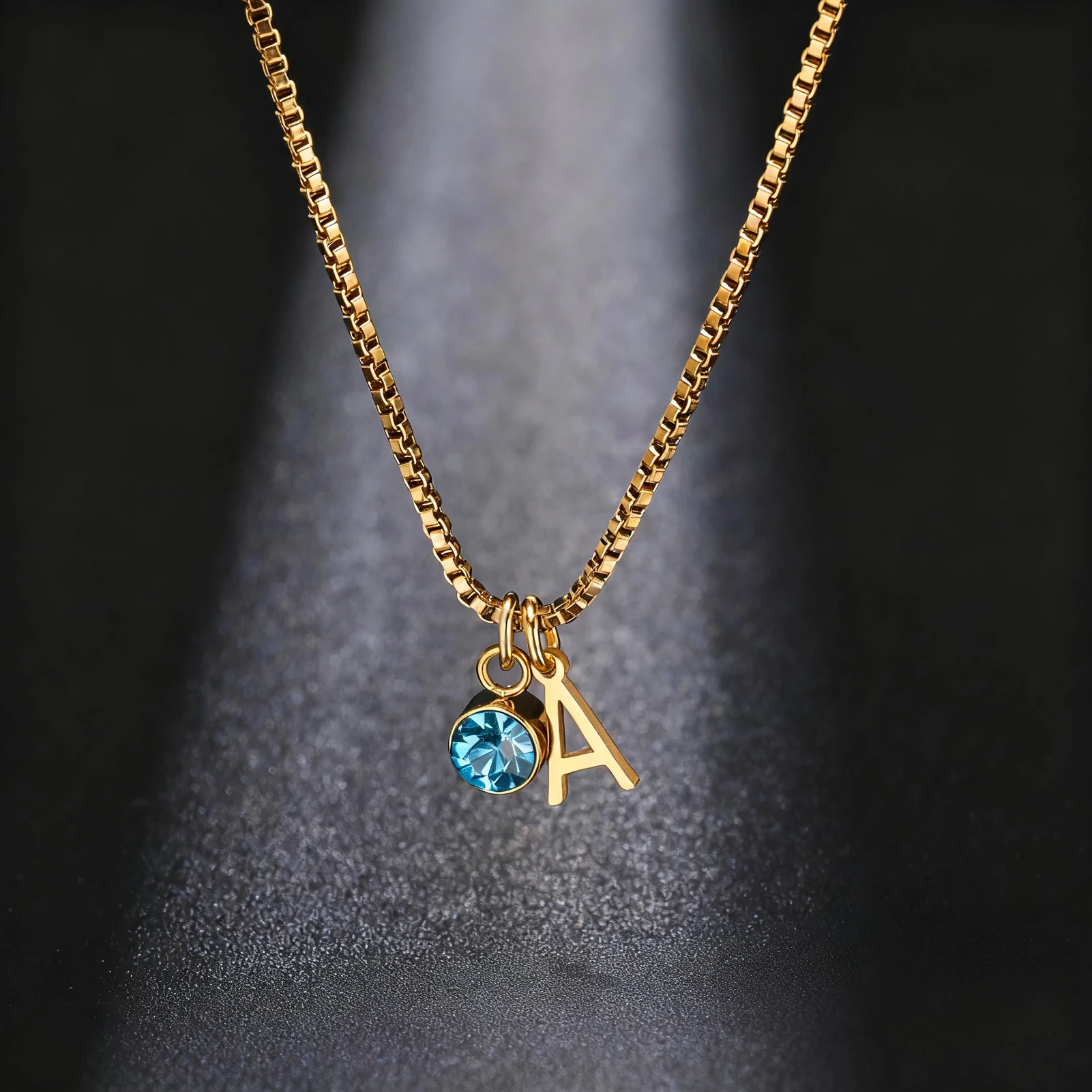 Unift Birth Stone And Letter Customized Necklace Stainless Steel Clavicle Chain Gold Plated Pendant Necklace Gift For Friends