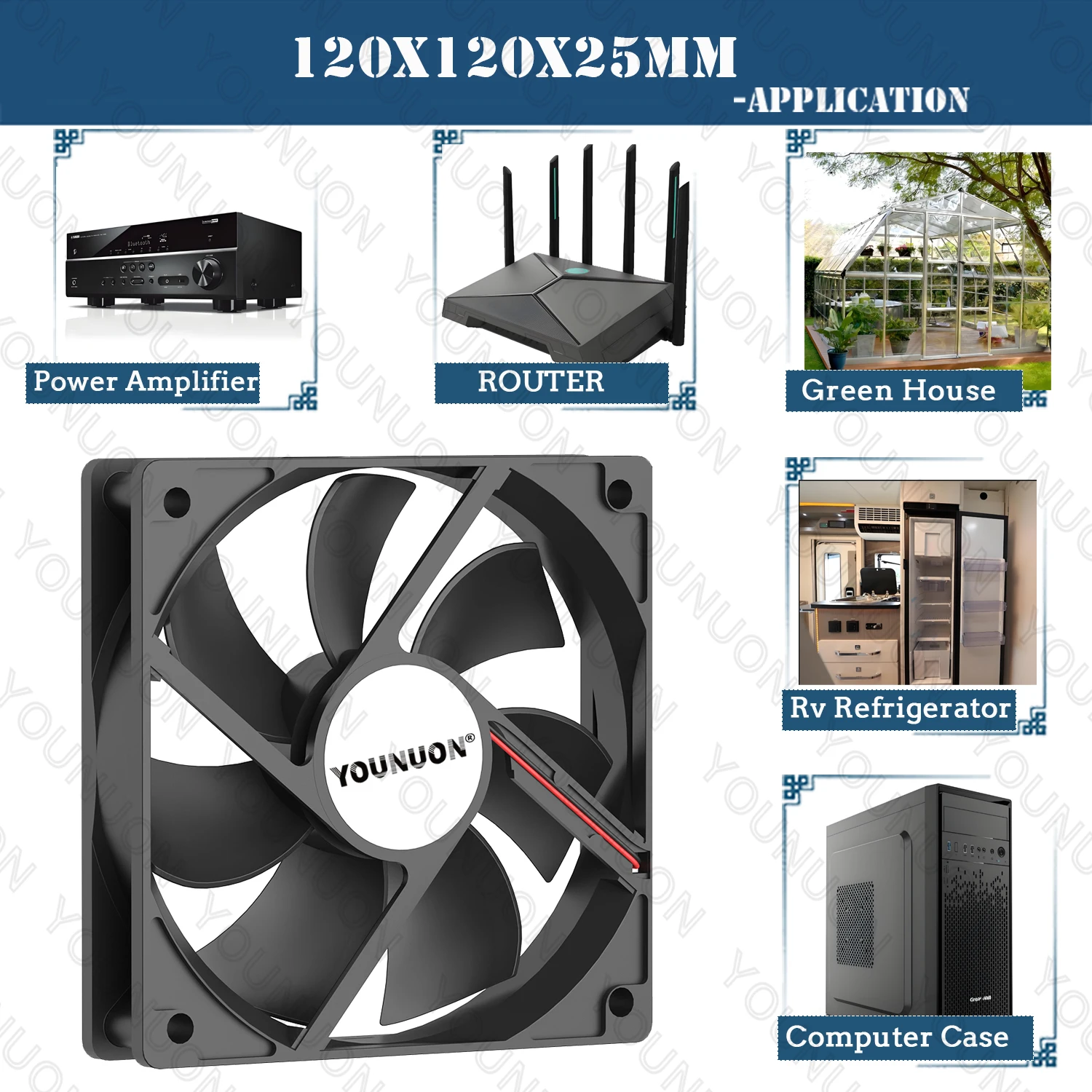 Double Ball 120x120x25mm Cooling Fan DC 5V 12V 24V 48V 12cm 120mm Cooler Fan 12025 Computer Case Fan Btc Server PC Cooling Fan