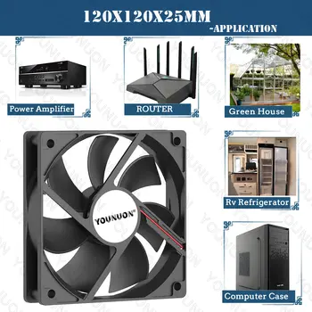 Dvojitý kulový chladicí ventilátor 120x120x25mm DC 5V 12V 24V 48V 12cm 120mm chladicí ventilátor 12025 ventilátor pro počítačovou skříň BTC server PC chladicí ventilátor 10 nejlepší prodej 12V DC ventilátor - №10