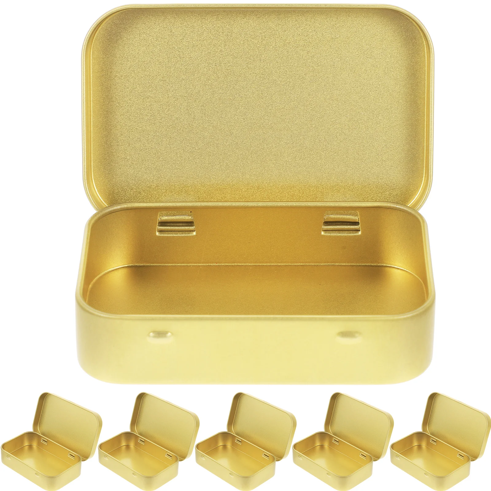 

6pcs Golden Tinplate Storage Boxes Durable Flip-top Lid Design Candy Containers Small Trinket Box for Gifts Snacks
