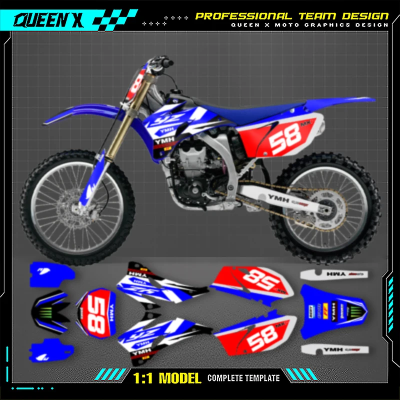 

QUEEN X MOTO Motorcycle Graphics Decals For YAMAHA YZF250 450 2006 -2009 250CC 450CC Motorcycle Decal Stickers 001