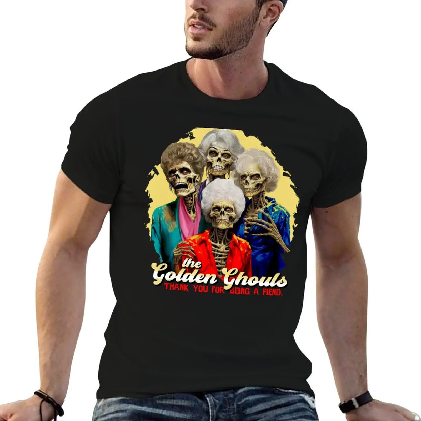

Golden Ghouls: Thank you for being a fiend. T-Shirt man t shirt luxury anime t shirts for man funny t shirts dark humor T-shirt