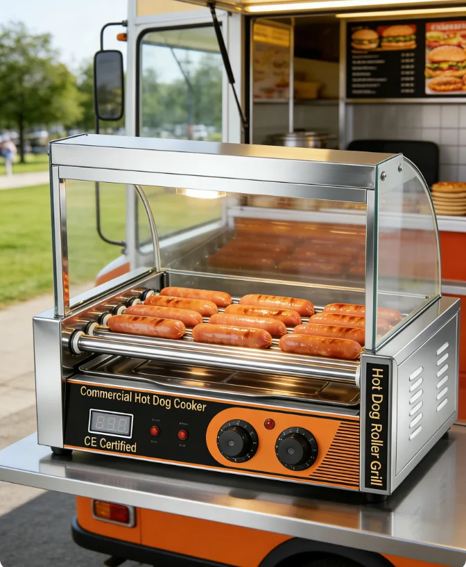 CE Certified Commercial Hot Dog Roller Grill Electric Hot Dog Cooker Efficient Sausage Machine for Restaurant