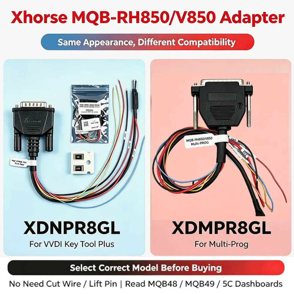 XHORSE XDMPR8GL XDNPR8GL MQB RH850/V850 Adapter Cable For Key Tool Plus Programmer  For Multi Prog Read MQB48 MQB49