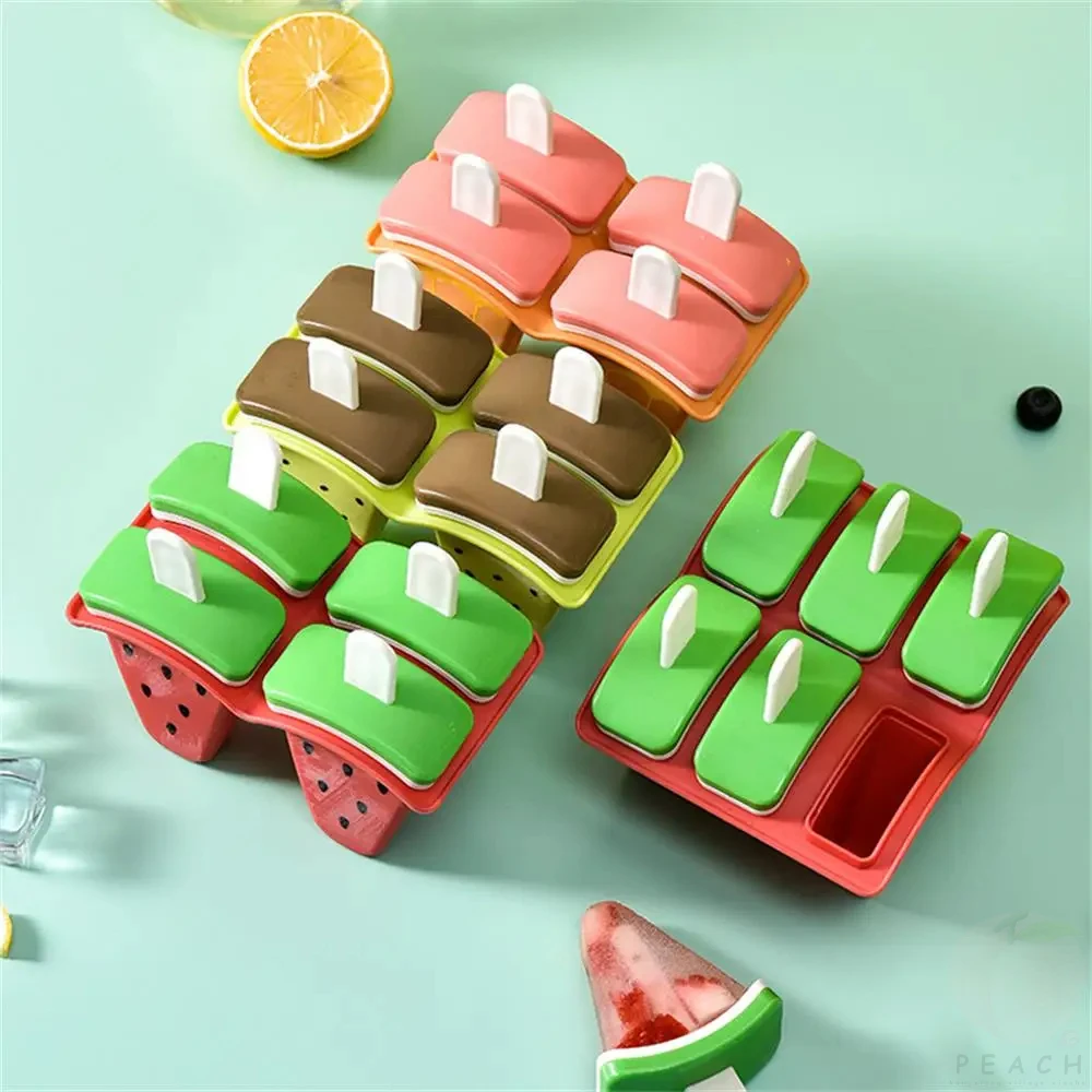

Ice Cream Mold With Cover Watermelon Shape Mold DIY Homemade Ice Popsicle Mould Frozen Juice Milk Kitchen Ice Cream Make Tools