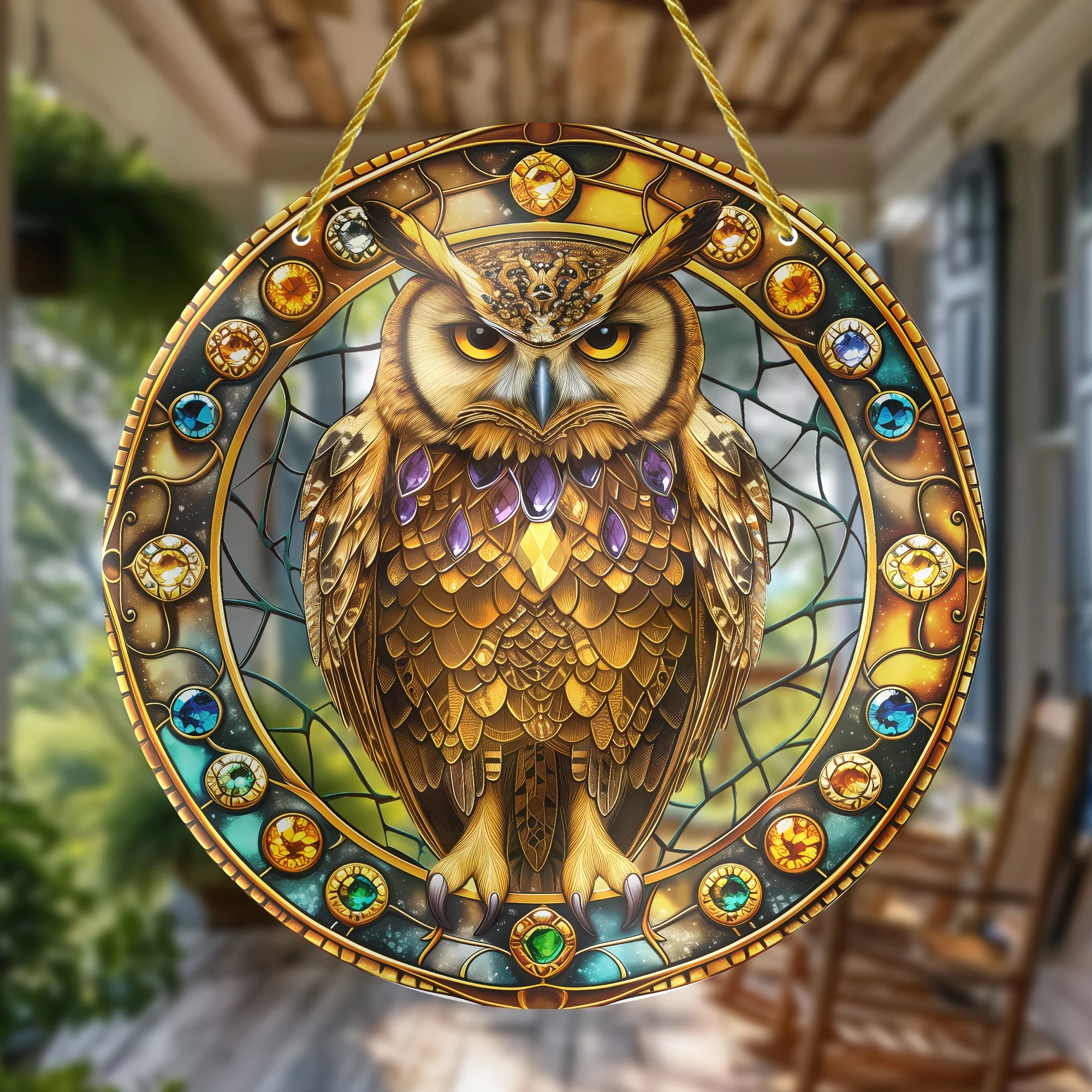 

Charming Owl Sun Catcher-Wall Decoration, Perfect for Halloween, Wreath, Porch, Bedroom, Office, Terrace - Gifts, Owl Decoration