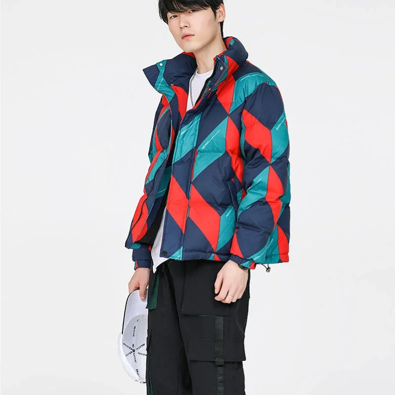 Printed Trend 2024 Stand Collar Jacket Man Casual Fast Delvery New In Luxury Designer Work Harajuku Joker Winter Coat for Men