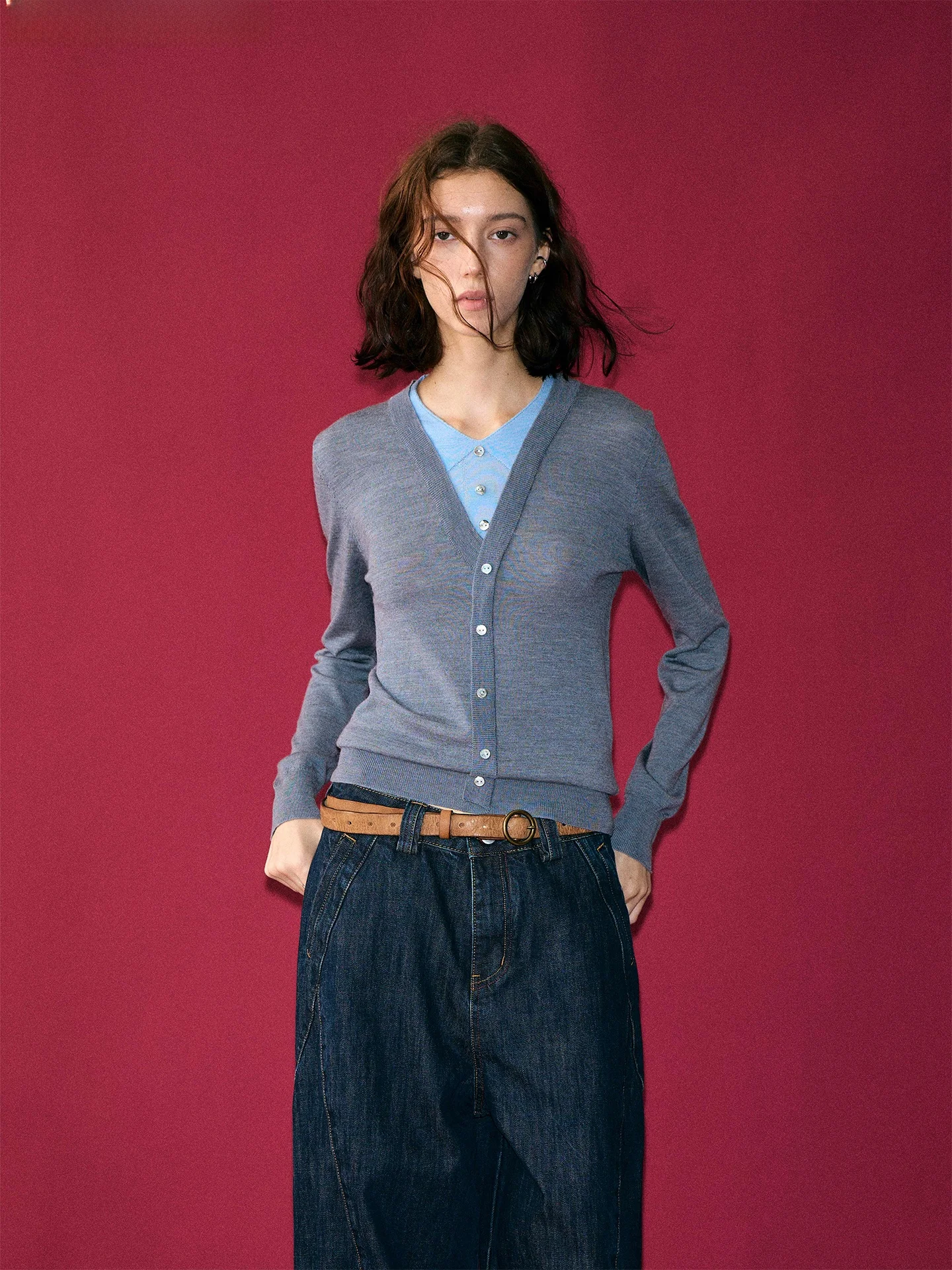 

Вязаный шерстяной свитер NUTPLAMEX Color Blo с эффектом двухслойности, длинный рукав, стандартный крой, для повседневной носки, женская вязаная одежда