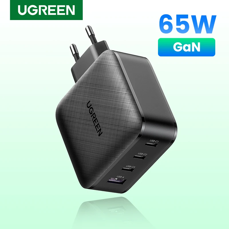 

Зарядное устройство UGREEN USB GaN, 65 Вт, PD, быстрая зарядка USB C, Quick Charge 4,0 3,0 для iPhone, Xiaomi, Huawei, поверхностный MacBook, портативное зарядное устройство