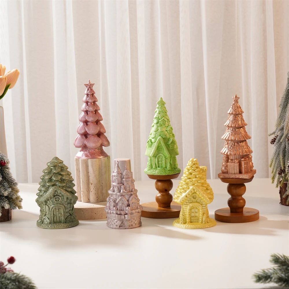 

Concrete Plaster Christmas Tree Silicone Mold Christmas Decor Candle Mold Resin Soy Wax Christmas Ornament Mould