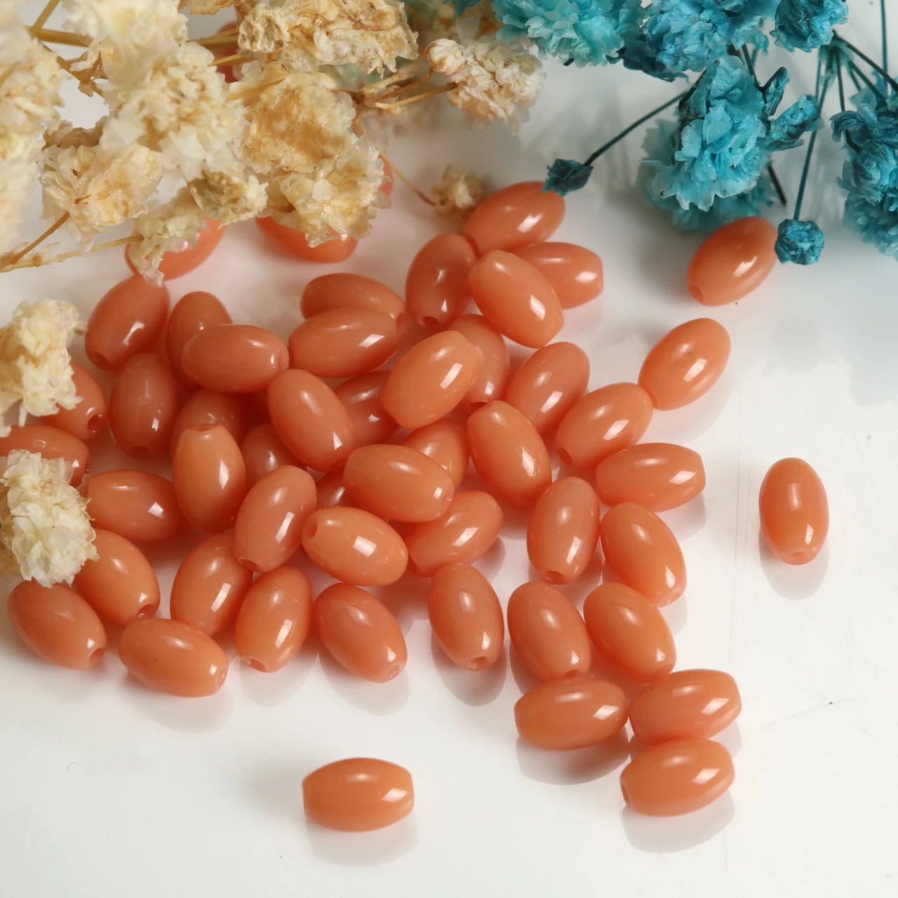 200/400 piezas de cuentas de vidrio en forma de arroz, color gris anaranjado, de 4x6 mm, materiales únicos para abalorios, para colgantes de bolsos, cuentas decorativas hechas a mano