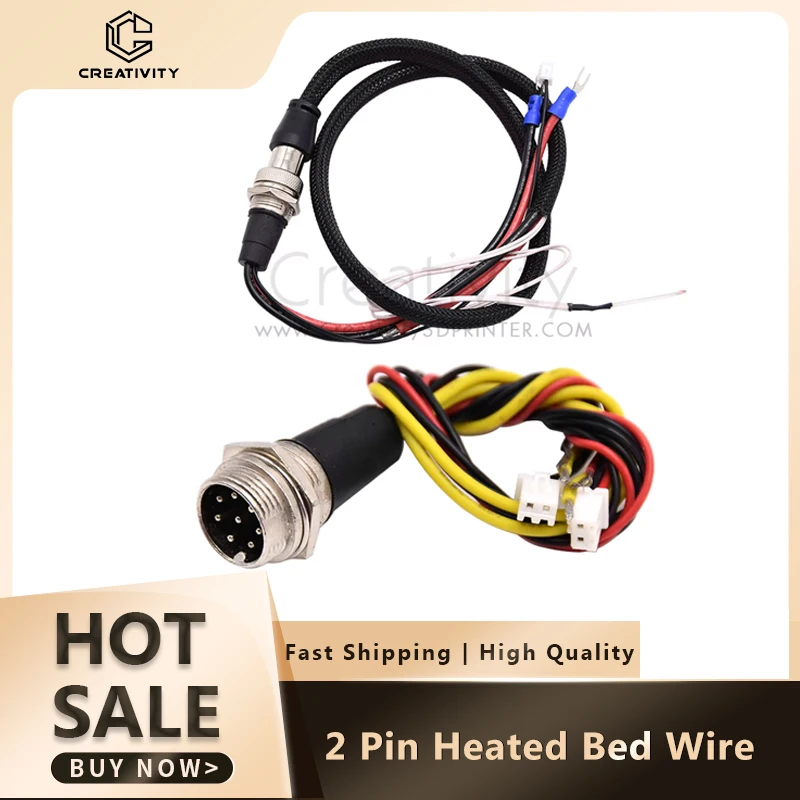 Creativity 3D Printer Parts Upgraded Heated Bed Wire 2 Pin for CR10 Attach Aviation Joint Connector Hot Bed Cable