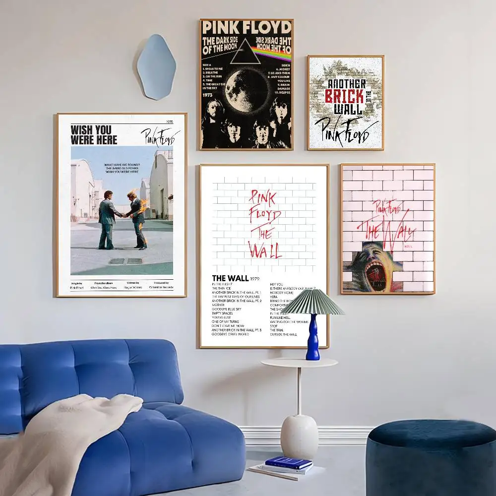 Pop-Band P_Pink F_Floyd Klassisches Album Anime-Poster Klebende Whitepaper-Aufkleber DIY Zimmer Bar Café Kawaii Raumdekoration