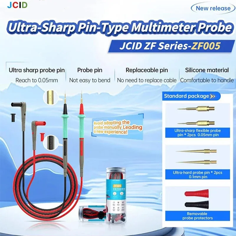 JCID ZF005 Ultra-Sharp Pin-Type Multimeter Probe Test Pin Wire Pen 1000V 20A For Digital Current Voltage Detection