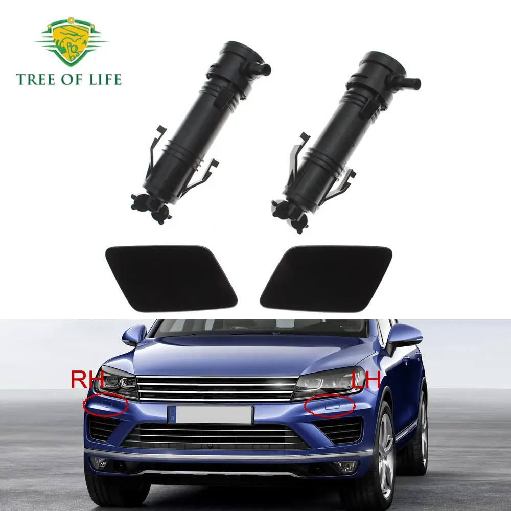 

For VW Tiguan 2011 2012 2013 2014 2015 2016 2017 New Front Bumper Headlight Washer Nozzle lamp Cleaning Spray Pump+Cover Cap SET