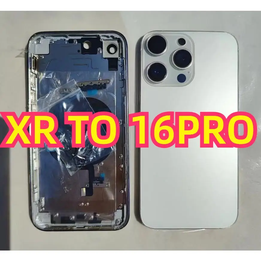 For iPhone Housing XR To 16 Pro Back Cover Xr Like 16 Pro Back DIY Battery Middle Frame Replacement+Flexible Cable xr Chassis