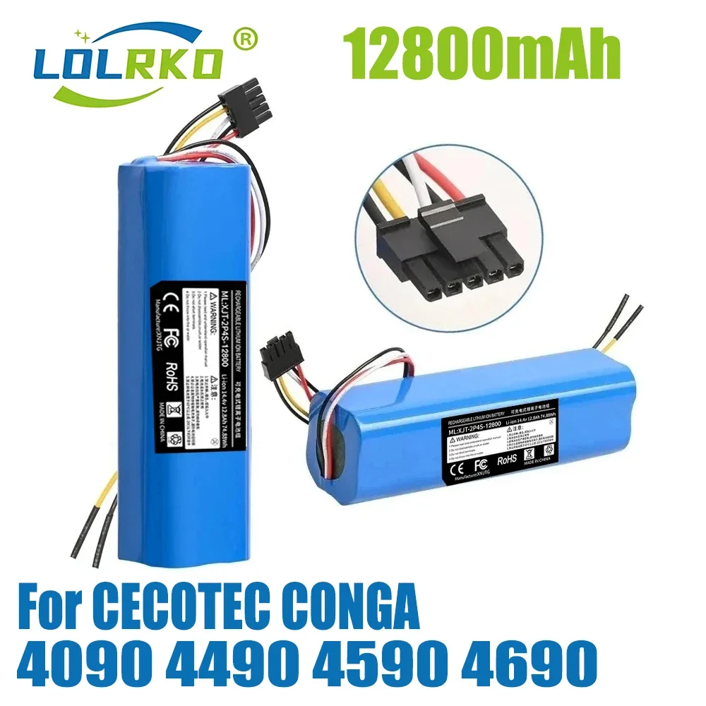 

14.8V 12800mAh 100% New CECOTEC CONGA 4090 4490 4690 4590 Mopping Robot Battery Pack Netease Intelligent Manufacturing NIT Model