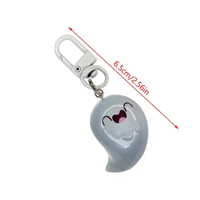 Luminous Jelly Ghost Keychain, Halloween Cartoon Glow in Dark Pendant,Phone Pendant Headphone Case Charm Bag Decor Car Key Ring view 6