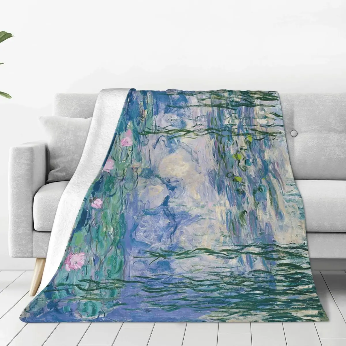Water Lilies Claude Monet Fine Art Blankets Soft Warm Flannel Throw Blanket Bedding for Bed Living room Picnic Travel Home Sofa