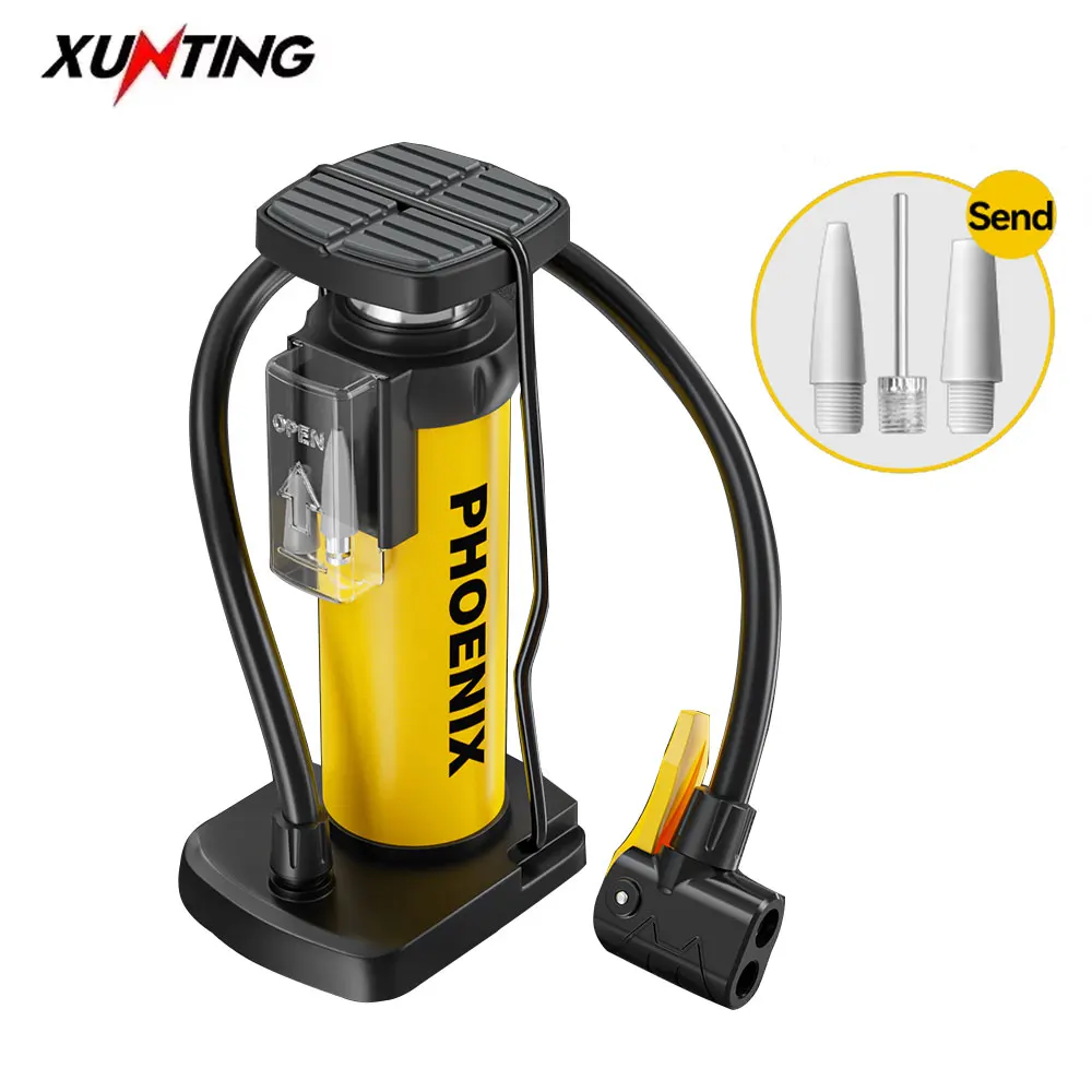 Bomba de bicicleta portátil XUNTING MTB 120 PSI, bomba de ar manual para pneus com válvula Schrader acessório de ciclismo compacto e leve