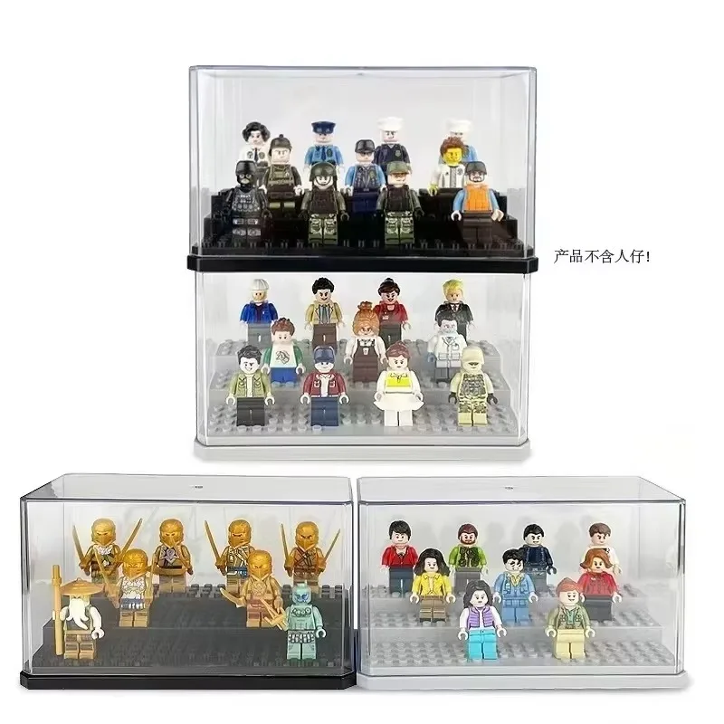 Boîte de présentation pour mini-poupées en acrylique, boîte de rangement empilable et étanche à la poussière, idéale pour stocker les poupées et les jouets Lego.
