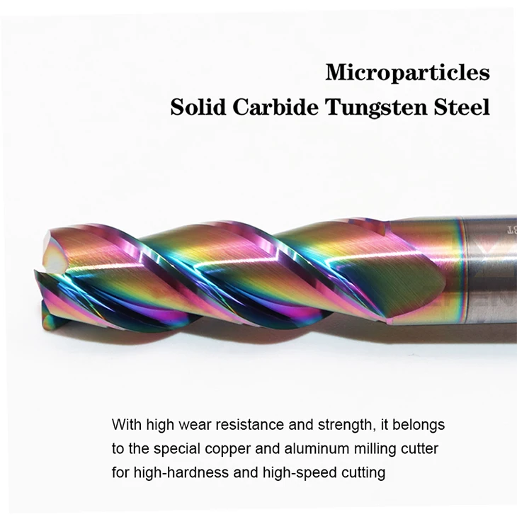 Eckradius-Schaftfräser R Bull Nose Fräser Metallfräswerkzeug DLC-beschichtet CNC-Oberflächenbearbeitung für Aluminium 3 Schneiden R0.5 – Detail 7