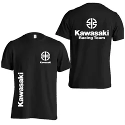 Kawasaki Logo Racing Team Men Summer T-shirt 100% Cotton White Women Tee Shirts 2024 New Fashion Sport Male Clothes Tops