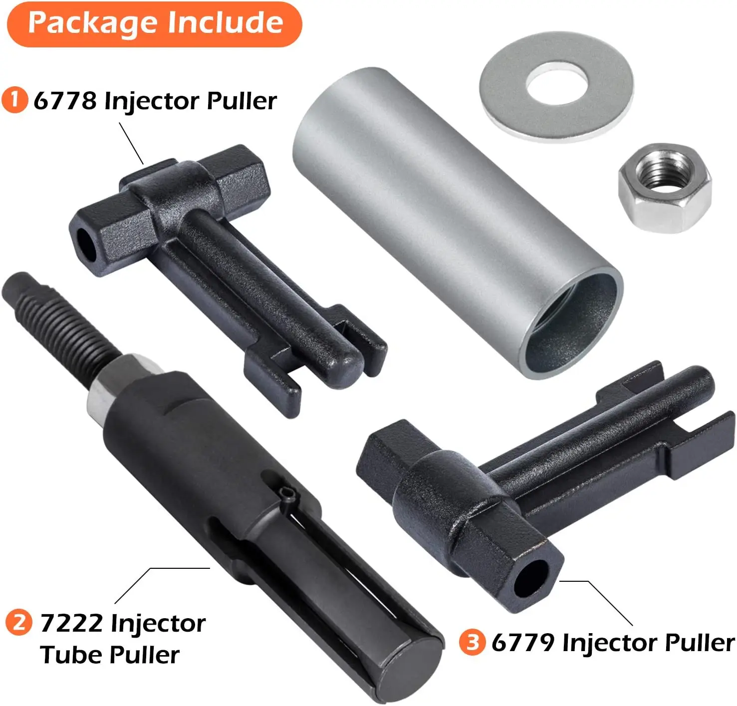 

TM (6 pcs/set)6778+6779 Injector Puller+7222 Injector Tube Remover/Installer Kit for GM Duramax 6.6L Engine 2001~2011