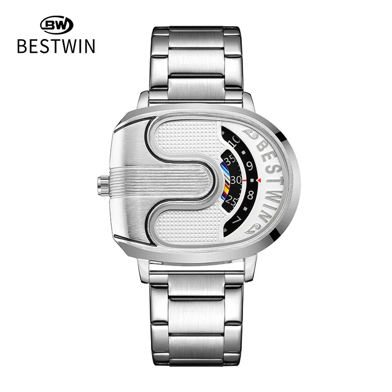 Gold Top Brand Luxury Men Watches Unique Design Stainless Steel Band Golden Dropship Relogio Masculino High Quality Male