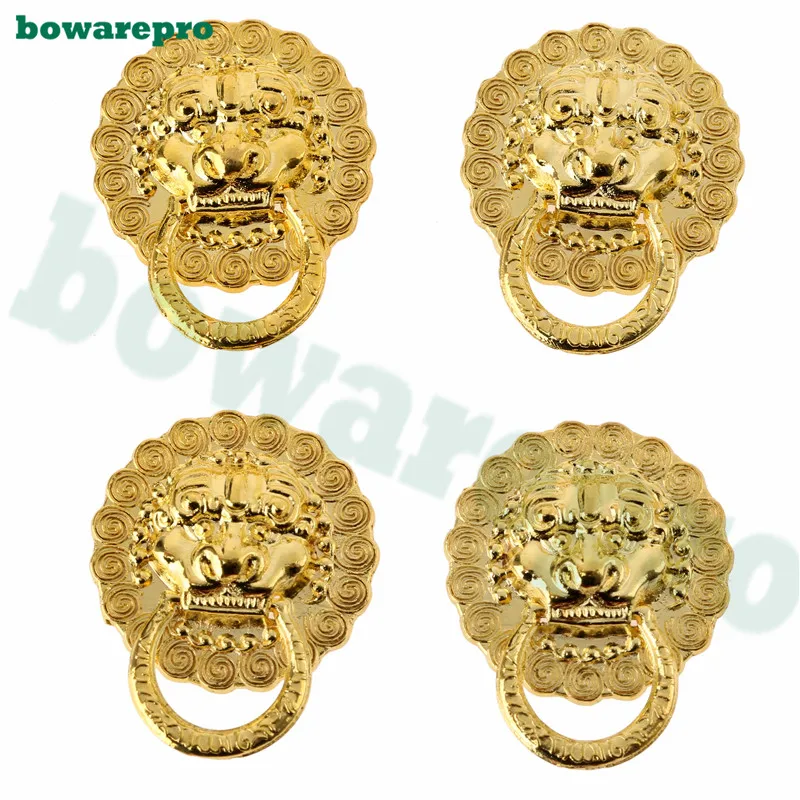 2pcs Antique Bronze Copper Golden Mini Lion Head Cabinet Closet Drawer Handles & Knobs Jewelry Box Pull Ring Handle Knob 30*24mm