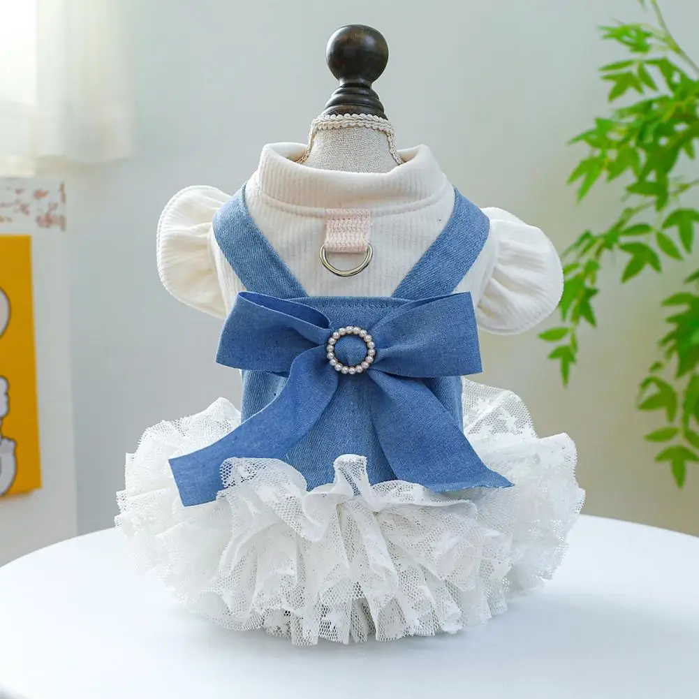 

Charming Pet Dress with Bow Adorable Pet Dress with Bow Accent Stylish Pearl Princess Dog Dress Easy-to-wear Pet for Small