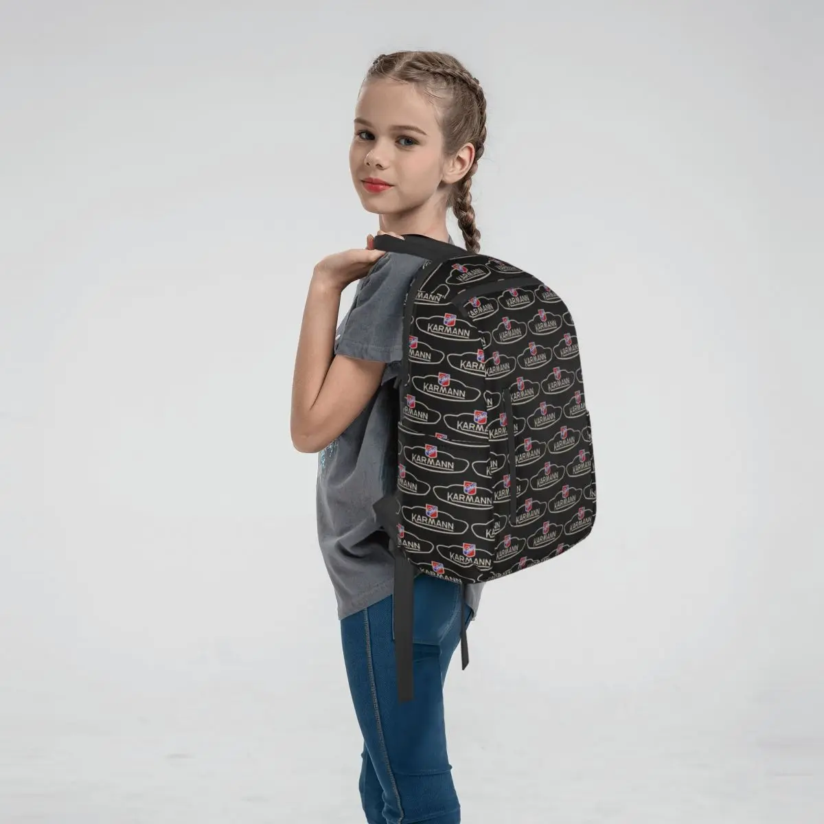 Karmann Ghia Emblem Backpack Large Capacity Boys Girls BookBag School Bag Shoulder Bags for Men Women