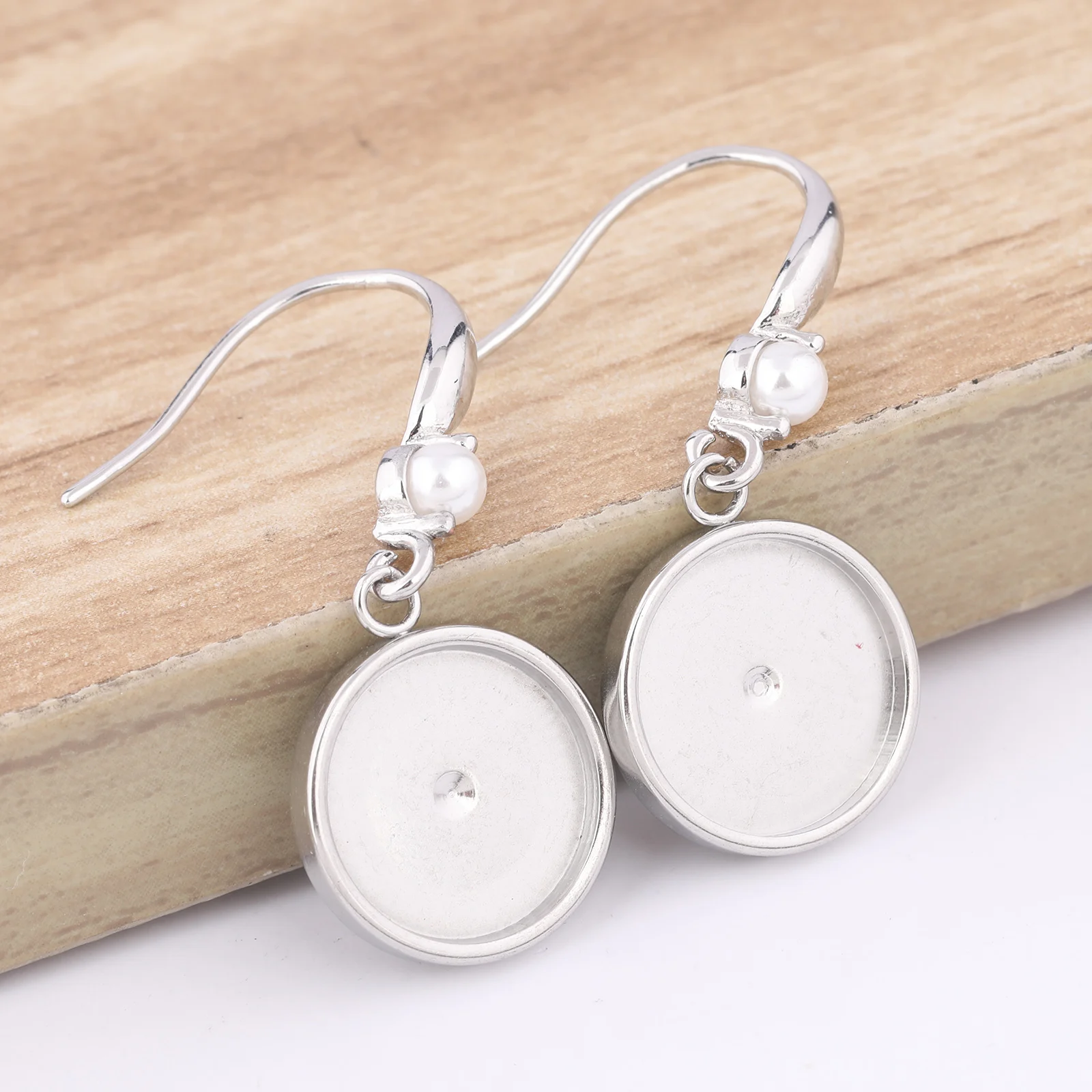 10pcs Stainless Steel Fit 12mm Cabochon Earring Base Setting Blanks Diy Pearl Earrings Hooks Findings For Jewelry Making image 5