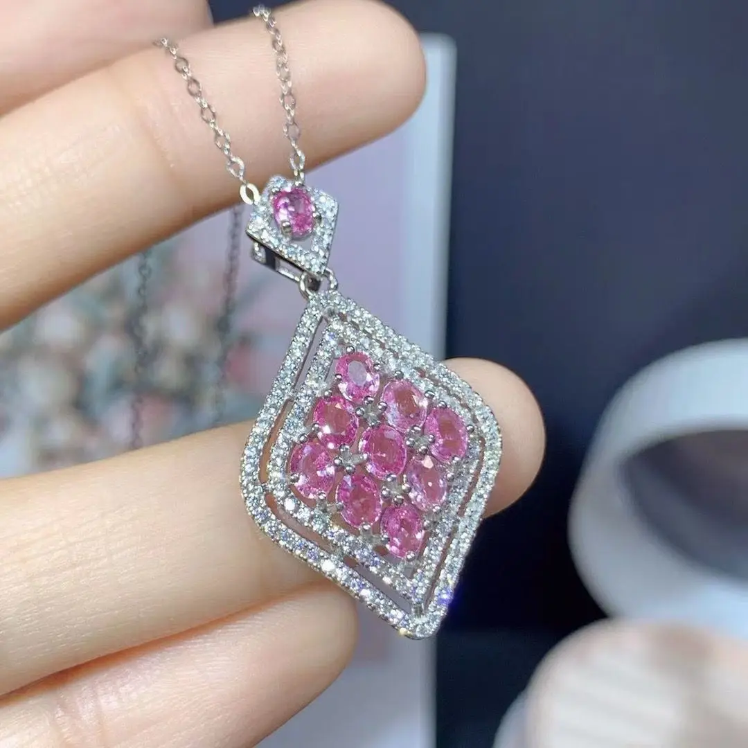 

ZECAA Papalacha Pink Sapphire Jewelry Woman Papalacha Pink Pendant With Natural Papalacha Pink Sapphire Gemstone Jewelry 3*4mm
