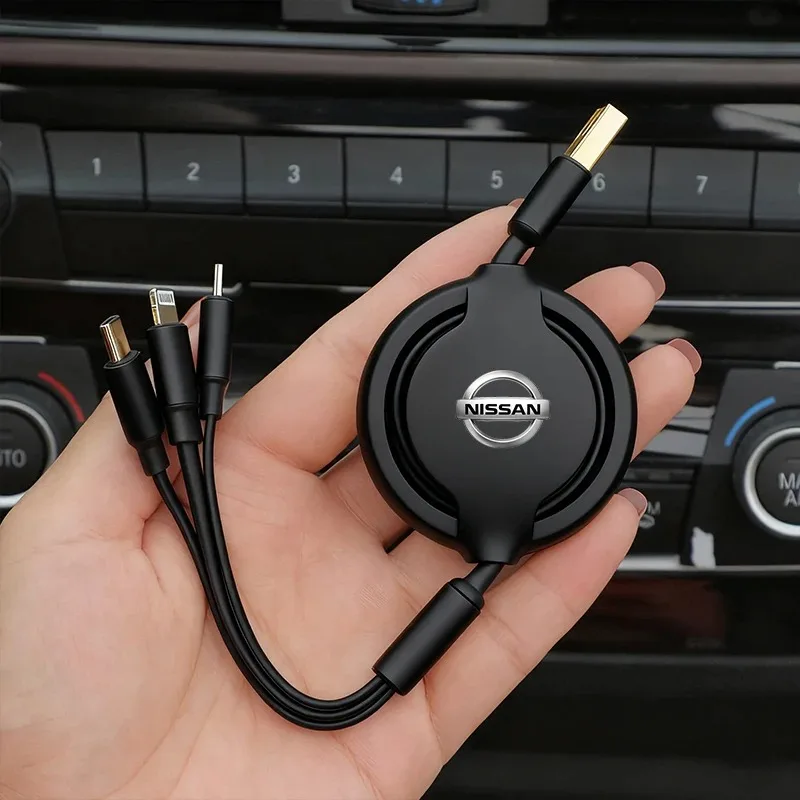 

3-in-1 Micro Data Wire USB Type C Fast Charger For Nissan Sylphy N7 Teana Qashqai Note J10 J11 Navara Juke GTR Tiida Patrol Leaf