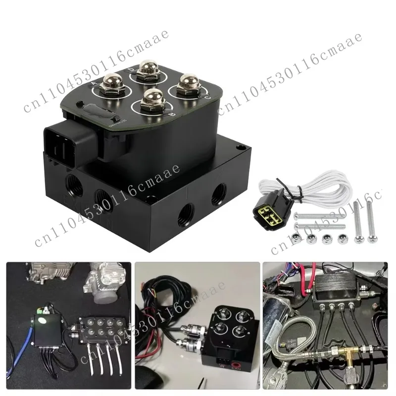 Auto 1/4 NPT 12V Solenoid Valve Air Ride Suspension 4 Corner Block Manifold Solenoid Valve (0-300psi) Control Air Bag Suspension