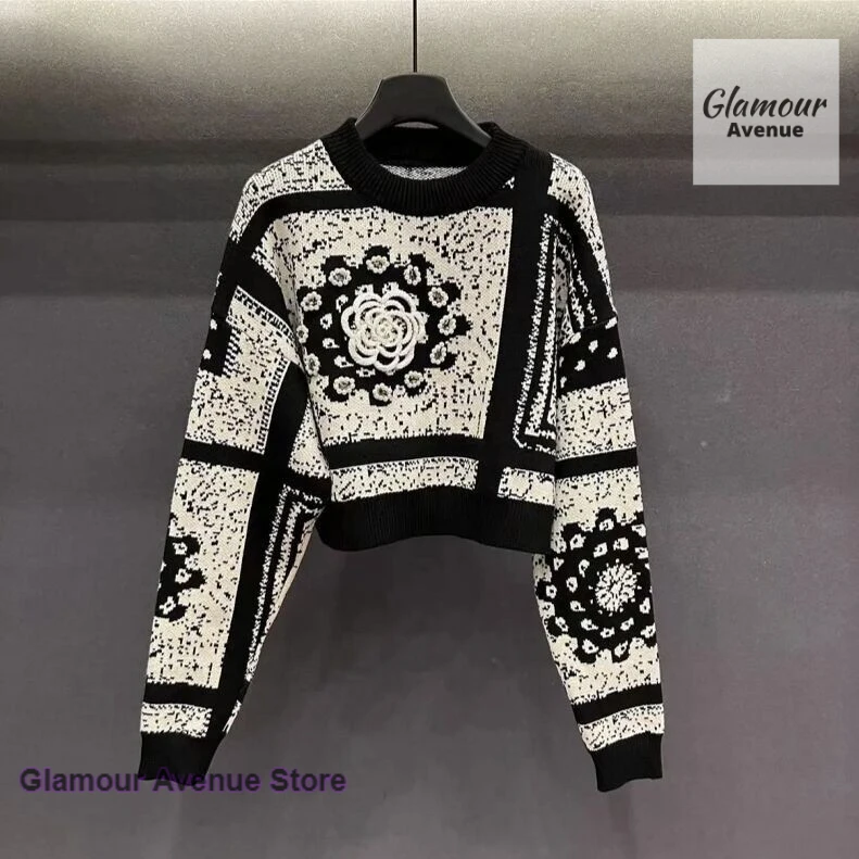 

Korea retro jacquard sweater women's autumn and winter new fashion temperament lazy loose foreign style pullover sweater top