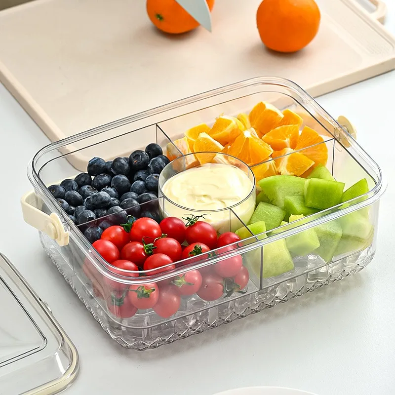 

Large Capacity Portable Transparent Fruit Crisper Five-grid Household Snack Fruit Plate