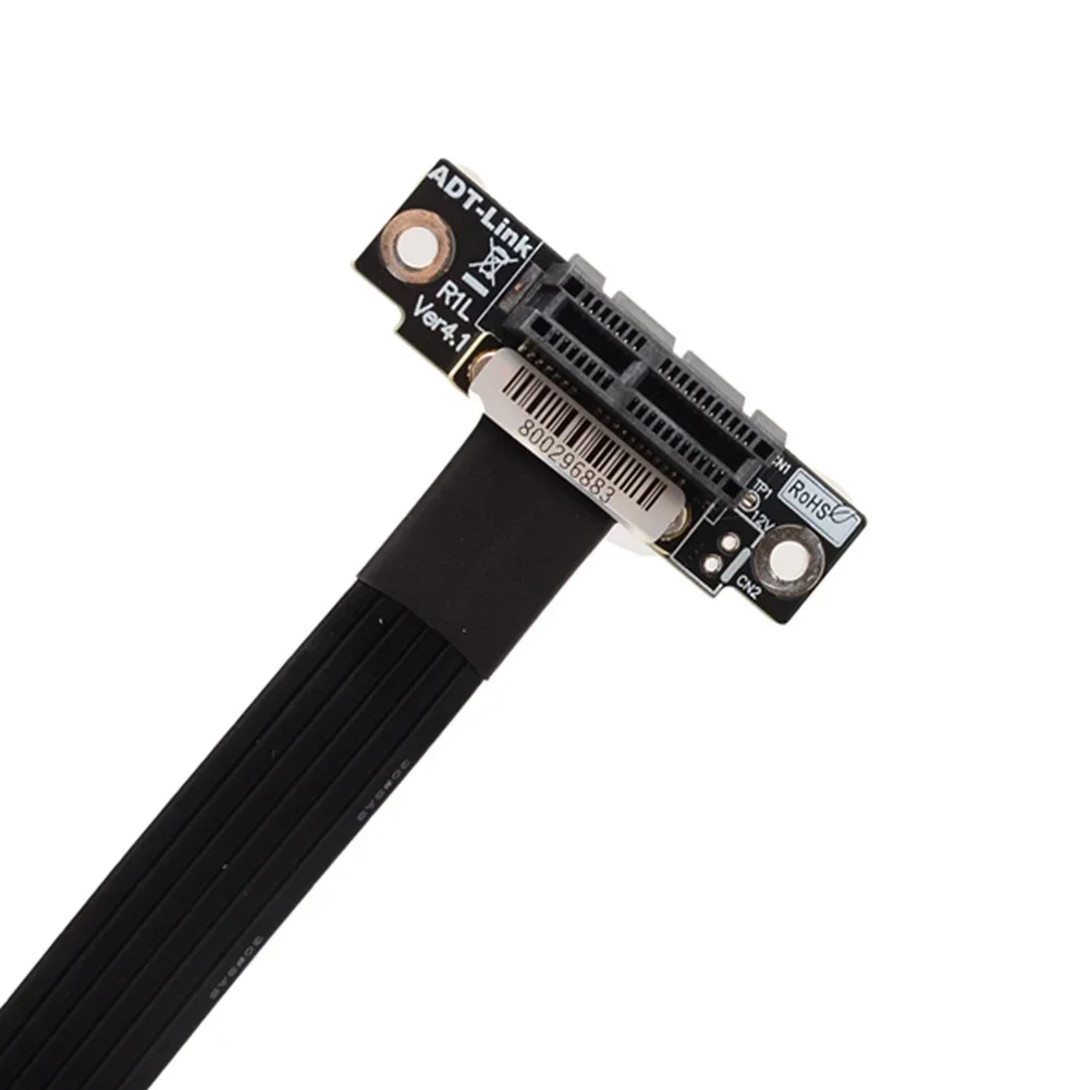 PCIE X1 Kabel Riser Dual 90 Derajat PCIe 4.0X1 Ke X1 Kabel Ekstensi 16Gbps Kecepatan Tinggi PCI Express 1x Riser Card Ribbon Extender