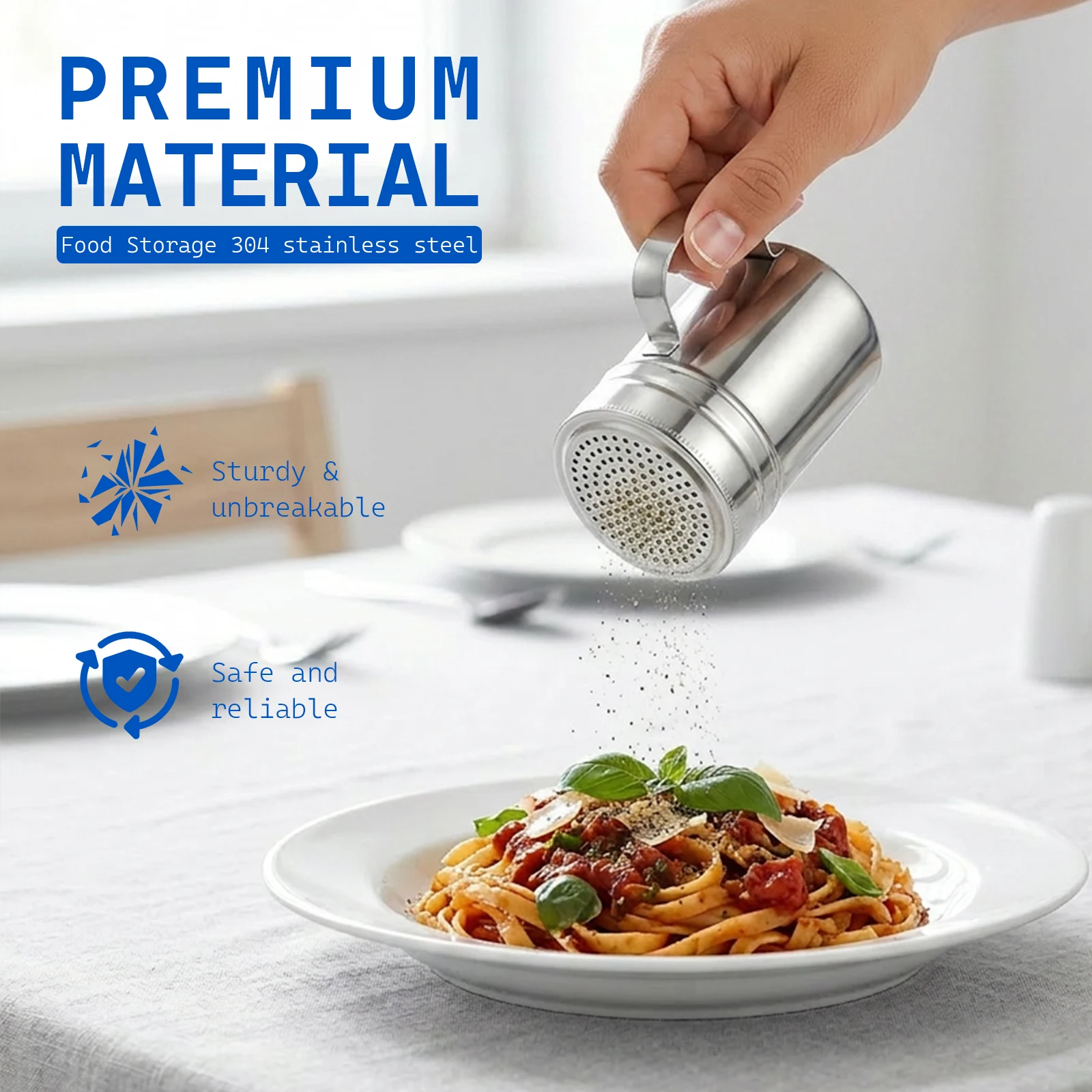 Stainless Steel Spice Jar Storage with Lid Barbecue Salt Sugar Bottle Shaker With Handle Pepper Seasoning Can Seasoning Bottle