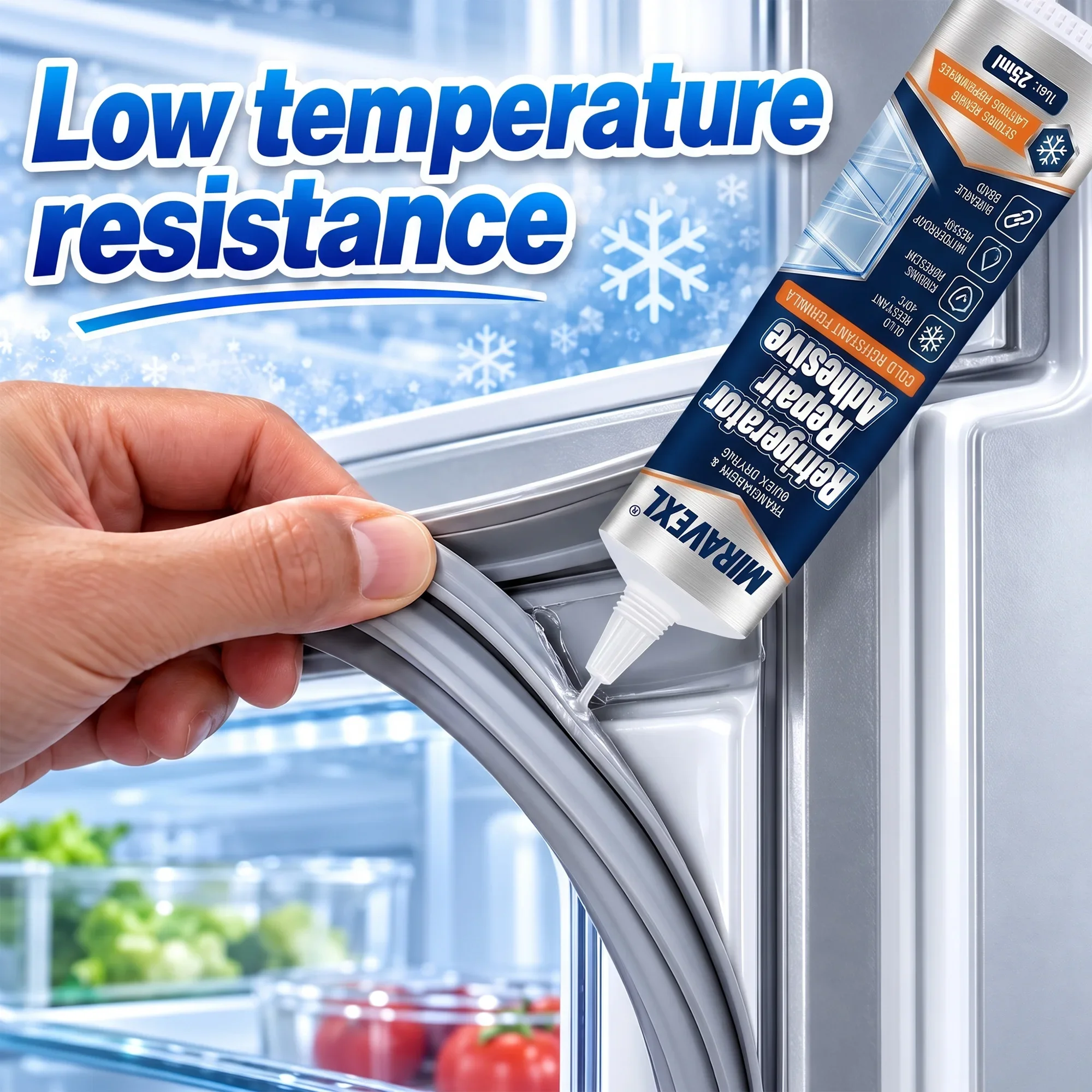 25ML Refrigerator Repair Glue Cold Resistant Waterproof Adhesive for Fridge Drawer Door Seal Quick Drying for Plastic Glass